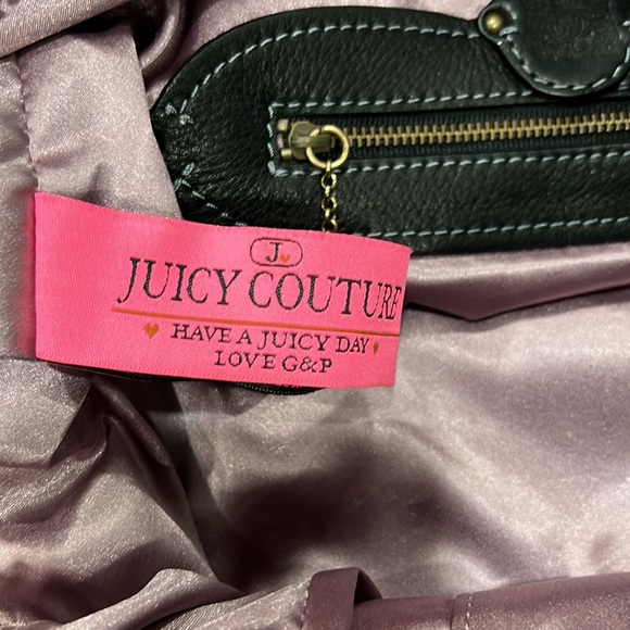 Juicy Couture RARE Large Black Leather Bag Purse Like New Beautiful Collectible - Picture 10 of 12
